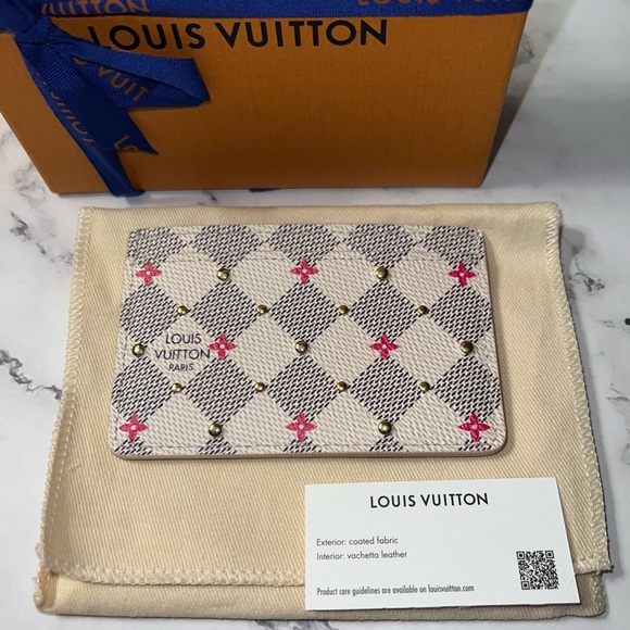NEW!! Louis Vuitton Damier Azur Studded Card Holder - Picture 2 of 10